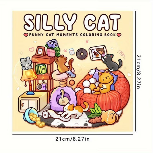 Silly Cats – Söpö ja laadukas värityskirja (46 sivua) | Paksu ja kestävä paperi