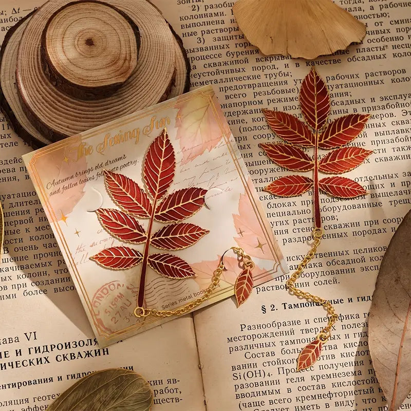 1 kpl Vintage Autumn Leaves -ontot pronssimetalliset kirjanmerkit