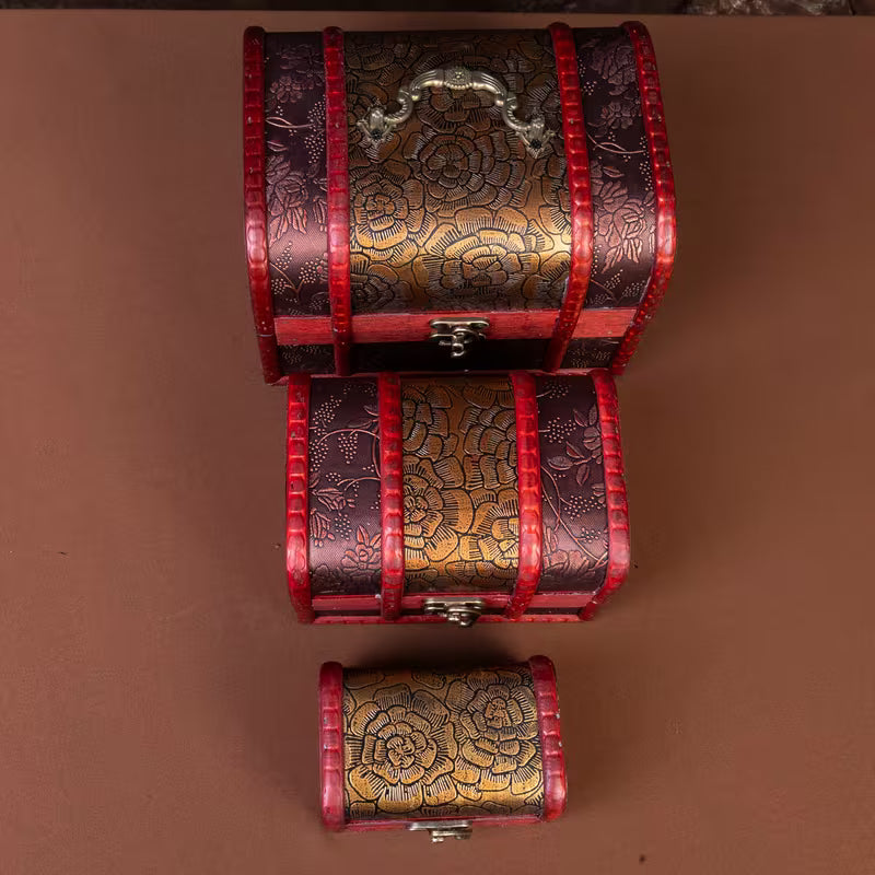 3kpl käsintehty vintage-tyylinen puinen rasiasarja