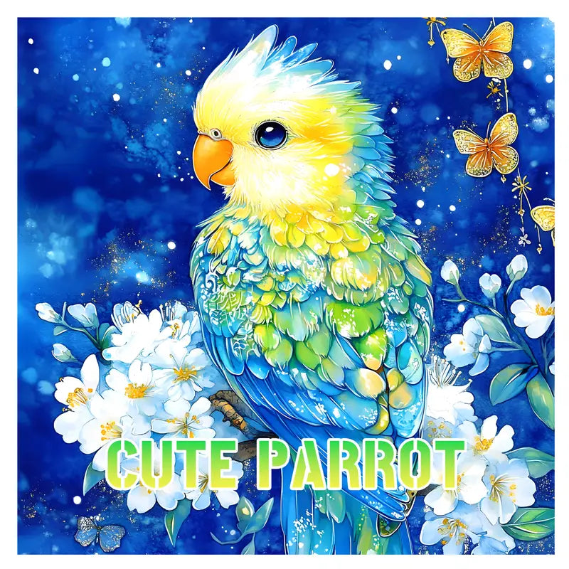 Cute parrot coloring book värityskirja