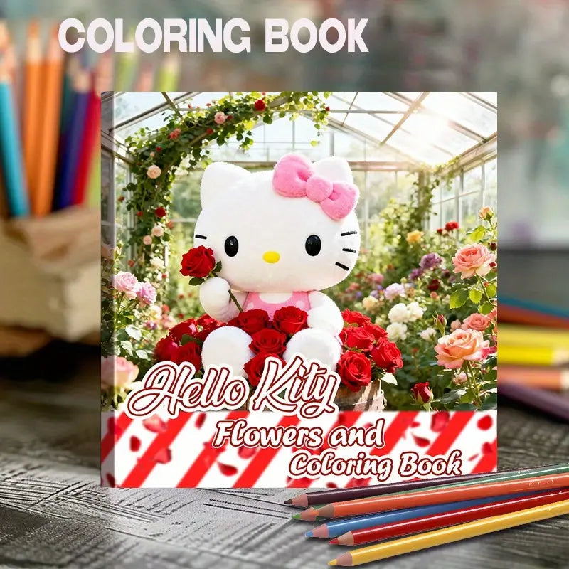 Hello Kitty And Flowers coloring book värityskirja
