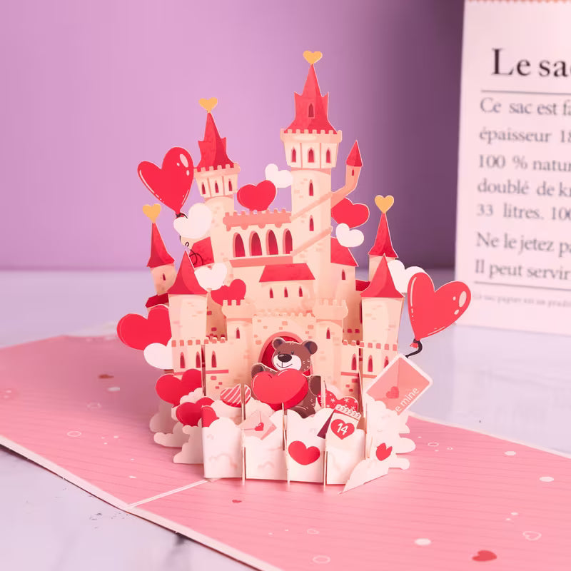 Rakkauslinna ja karhu Hyvää ystävänpäivää -kortti