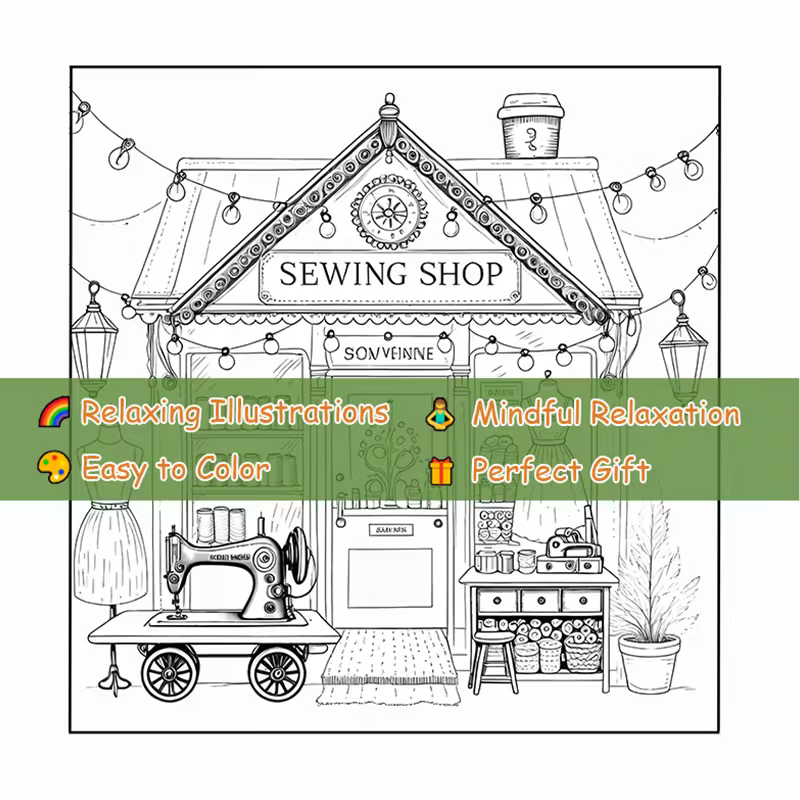 Sewing Shopcoloring book värityskirja