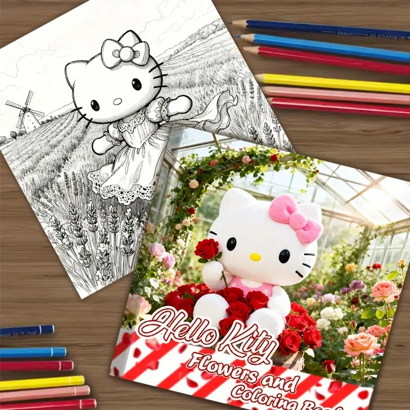 Hello Kitty And Flowers coloring book värityskirja