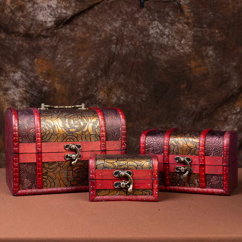 3kpl käsintehty vintage-tyylinen puinen rasiasarja