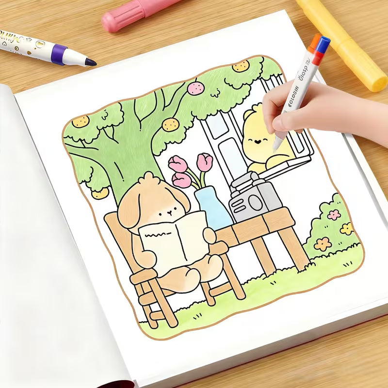 Fuzzy days coloring book värityskirja 46 pages