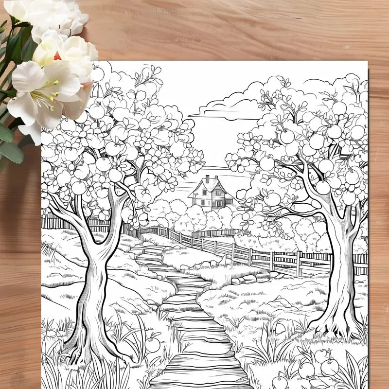 Quiet countryside coloring book värityskirja