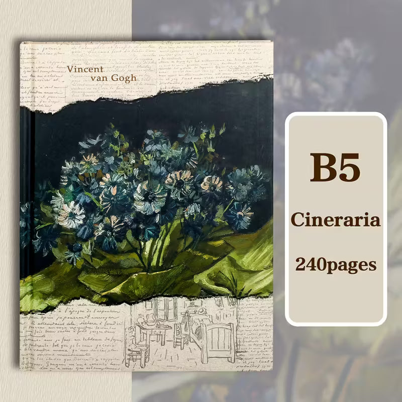 A4, Van Gogh Art Hardface -päiväkirja - 240 sivua, kovakantinen muistikirja - vintage-öljymaalauskuvio, paksu yliopiston käsikirja, sopii toimistotarvikkeisiin