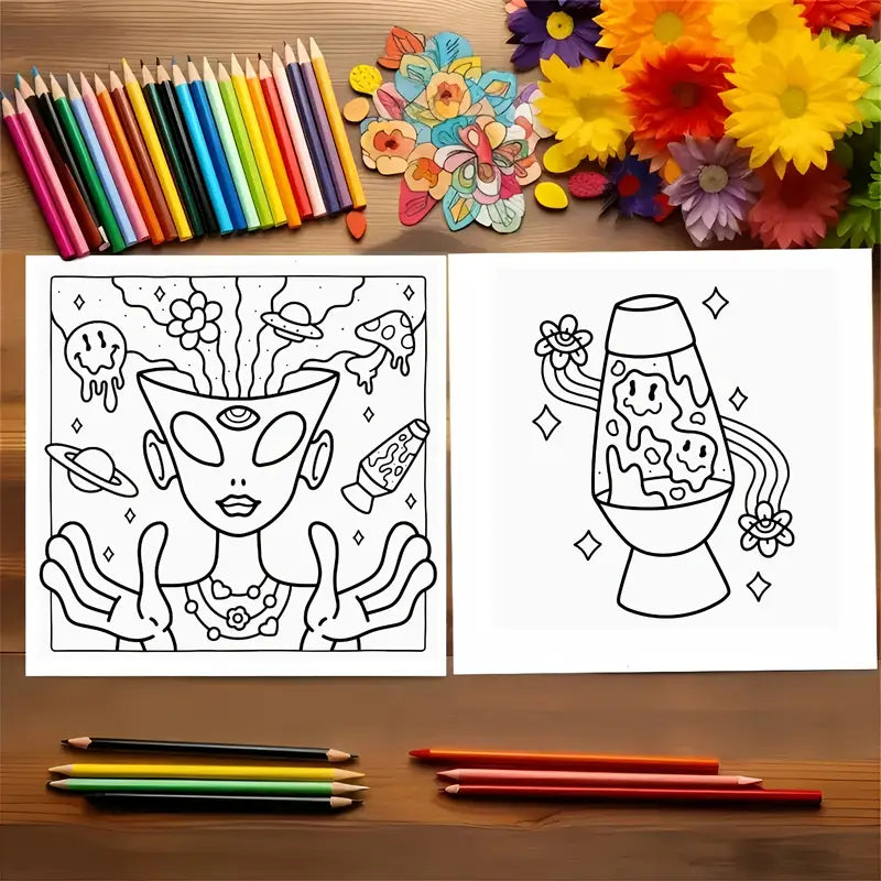 Trippy and groovy coloring book värityskirja