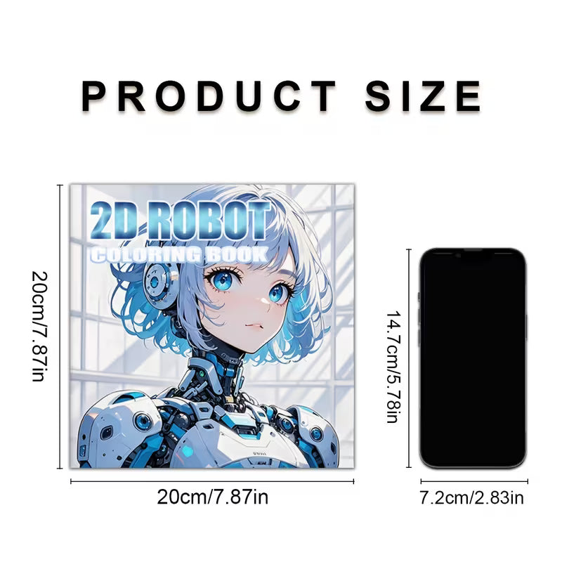 2D robot coloring book värityskirja