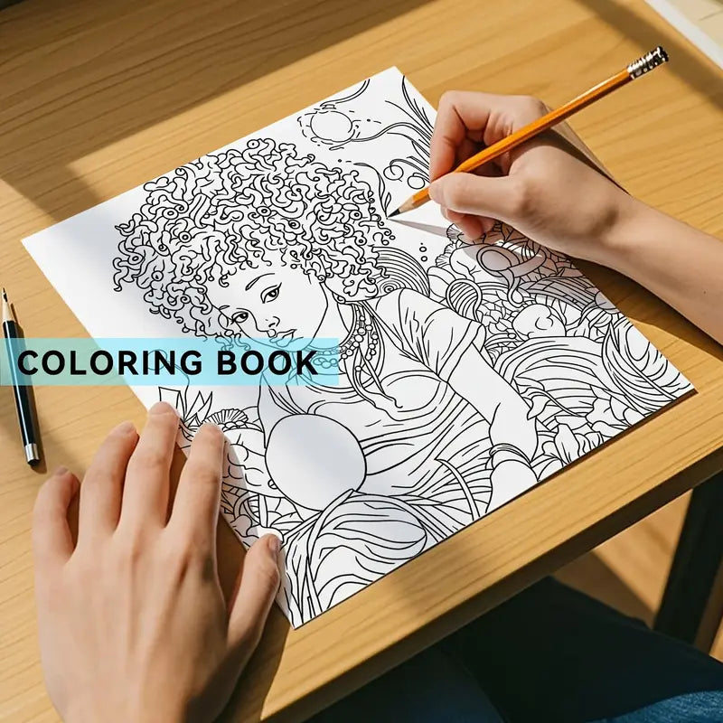 Cute girl coloring book värityskirja