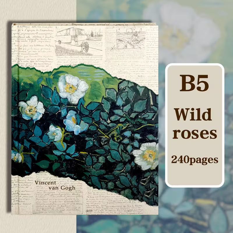 A4, Van Gogh Art Hardface -päiväkirja - 240 sivua, kovakantinen muistikirja - vintage-öljymaalauskuvio, paksu yliopiston käsikirja, sopii toimistotarvikkeisiin