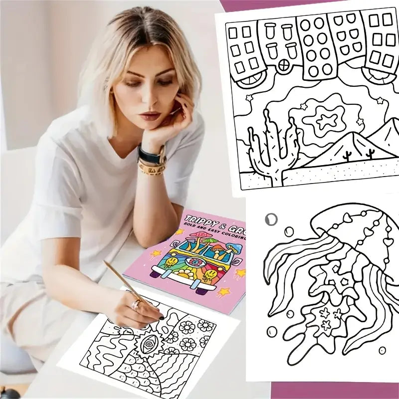Trippy and groovy coloring book värityskirja