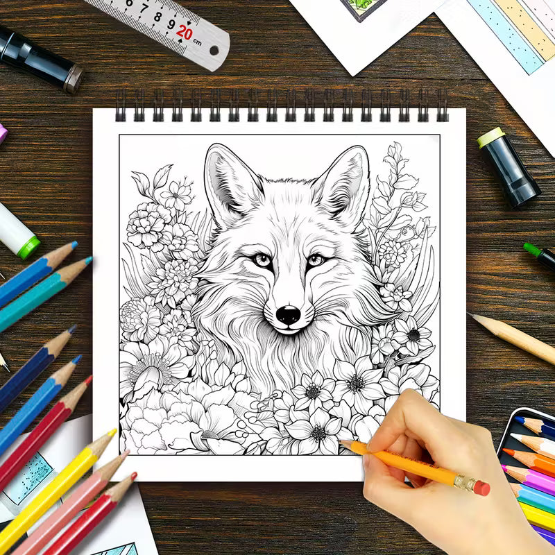 Animals in flowers coloring book värityskirja