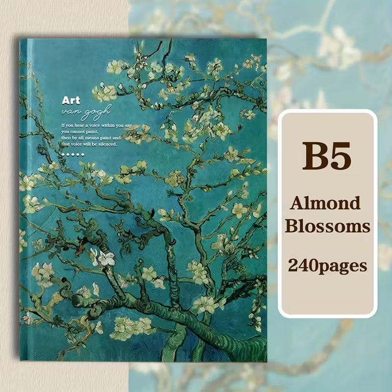 A4, Van Gogh Art Hardface -päiväkirja - 240 sivua, kovakantinen muistikirja - vintage-öljymaalauskuvio, paksu yliopiston käsikirja, sopii toimistotarvikkeisiin