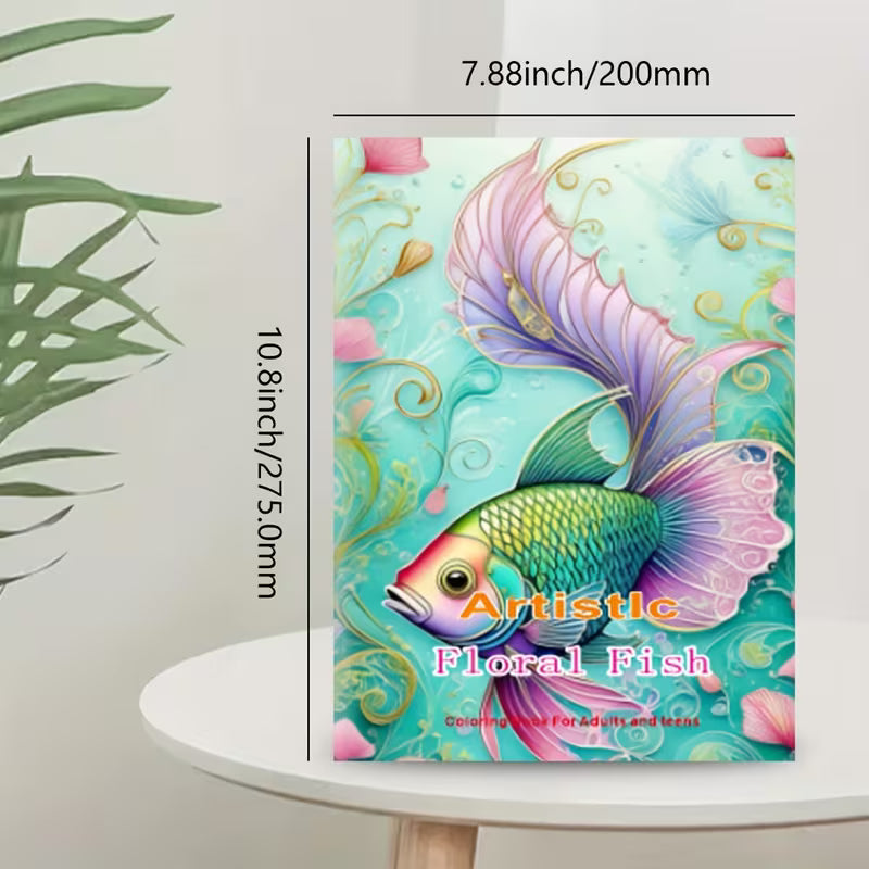Artistic floral fish coloring book värityskirja