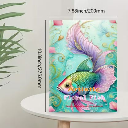 Artistic floral fish coloring book värityskirja