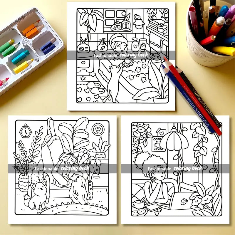 cozy girl and friends coloring book värityskirja