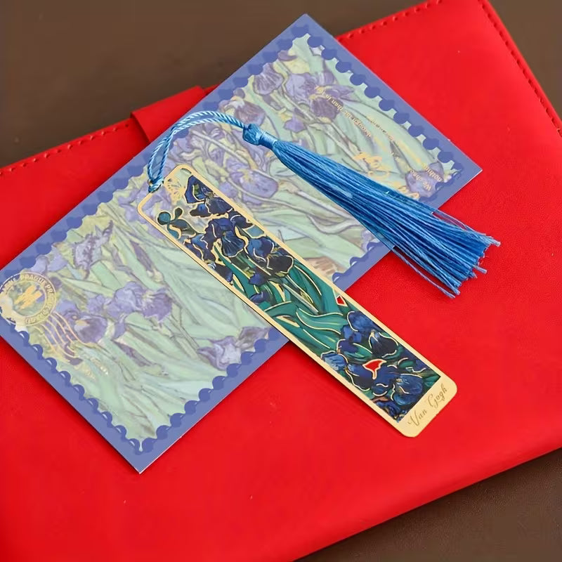 Vintage-tyyliset metalliset kukkakirjanmerkit ontoilla kuvioilla ja pitkillä tupsuilla