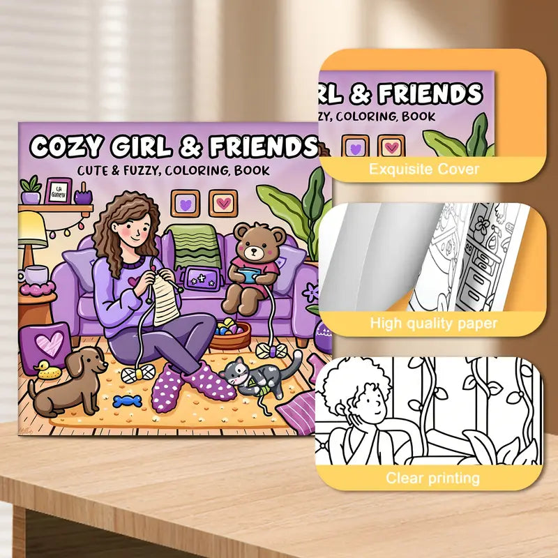 cozy girl and friends coloring book värityskirja