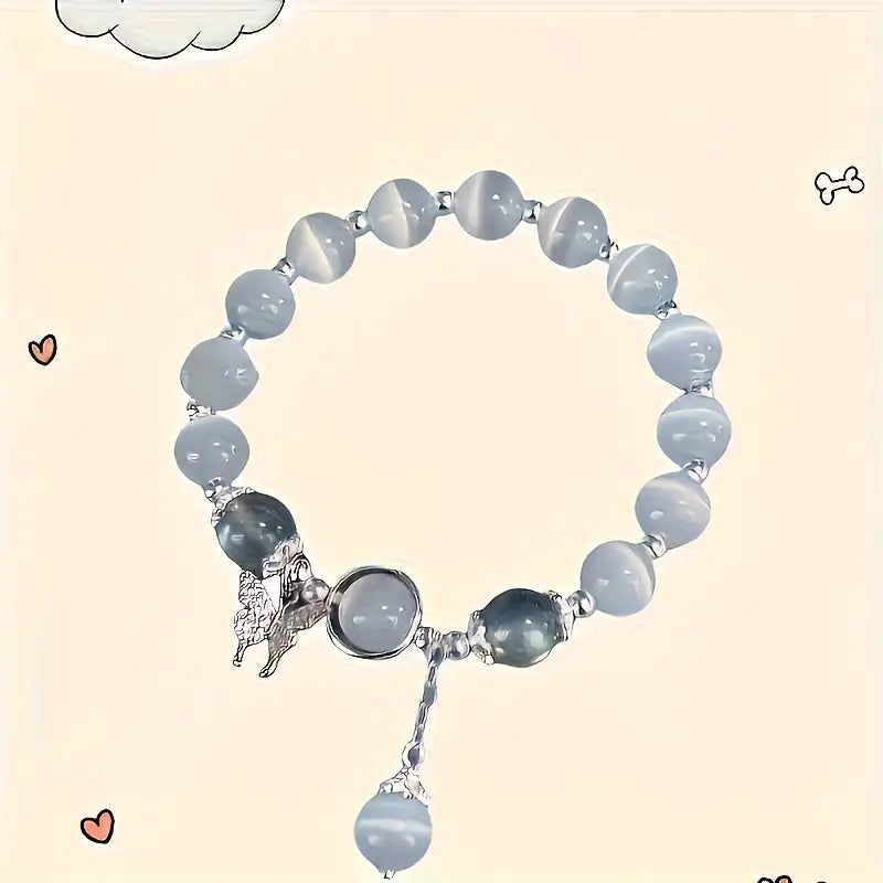 Moderni valkoinen perhoslasihelmirannekoru