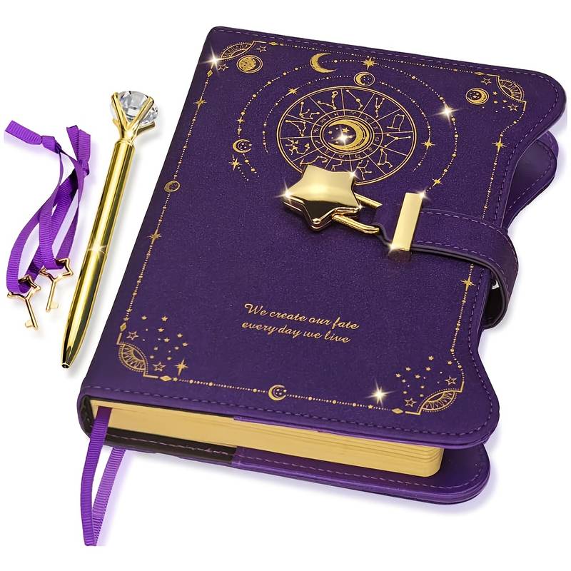 Päiväkirja timanttikynällä ja lukitusavaimella