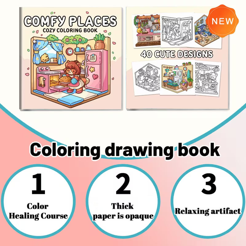 Comfy places coloring book värityskirja 40 pages
