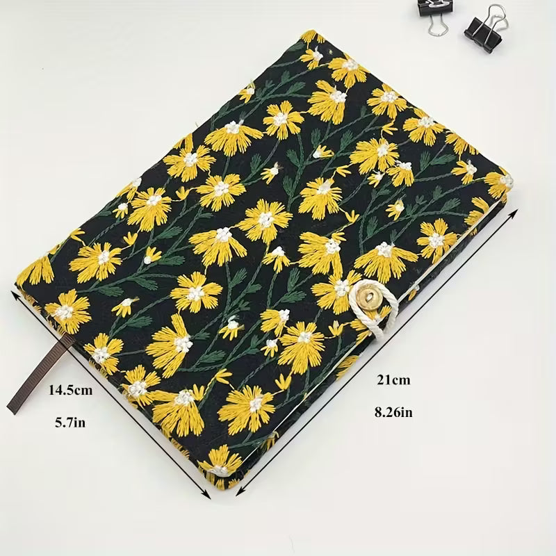 A5-kirjontamuistikirja, paksuuntunut paperi, kolmiulotteinen kirjailtu tyhjä sisäsivu kirjanmerkeillä, muistilehtiö