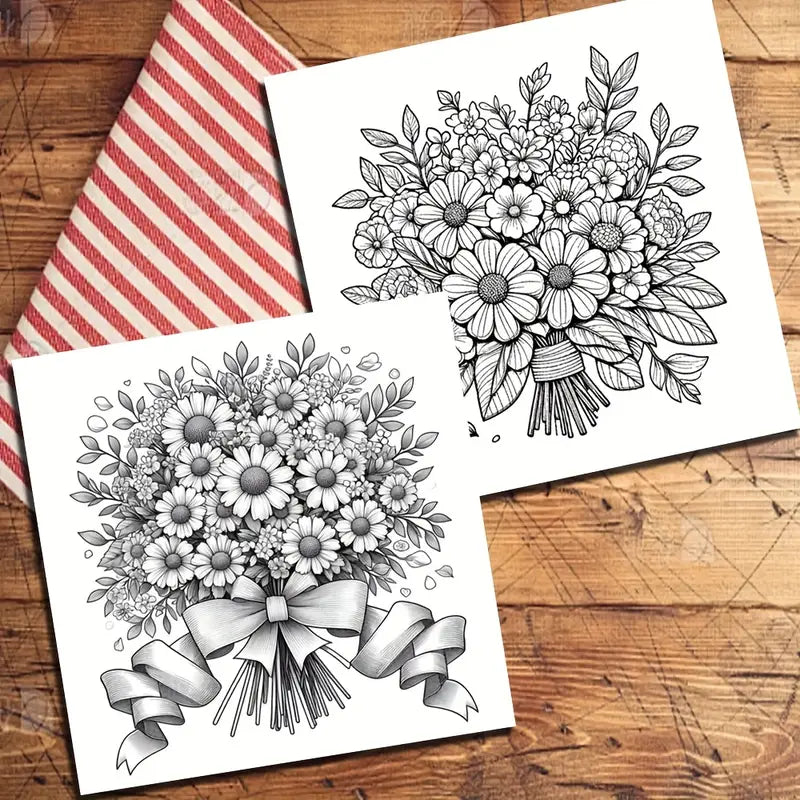 Blooming Flowers coloring book värityskirja