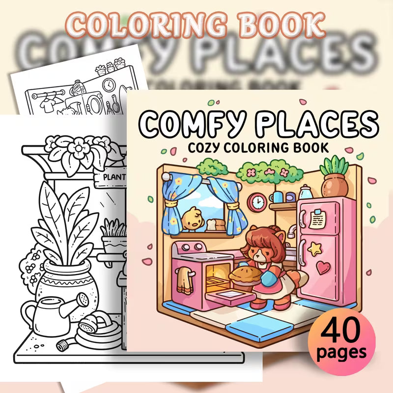 Comfy places coloring book värityskirja 40 pages