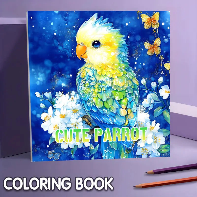 Cute parrot coloring book värityskirja