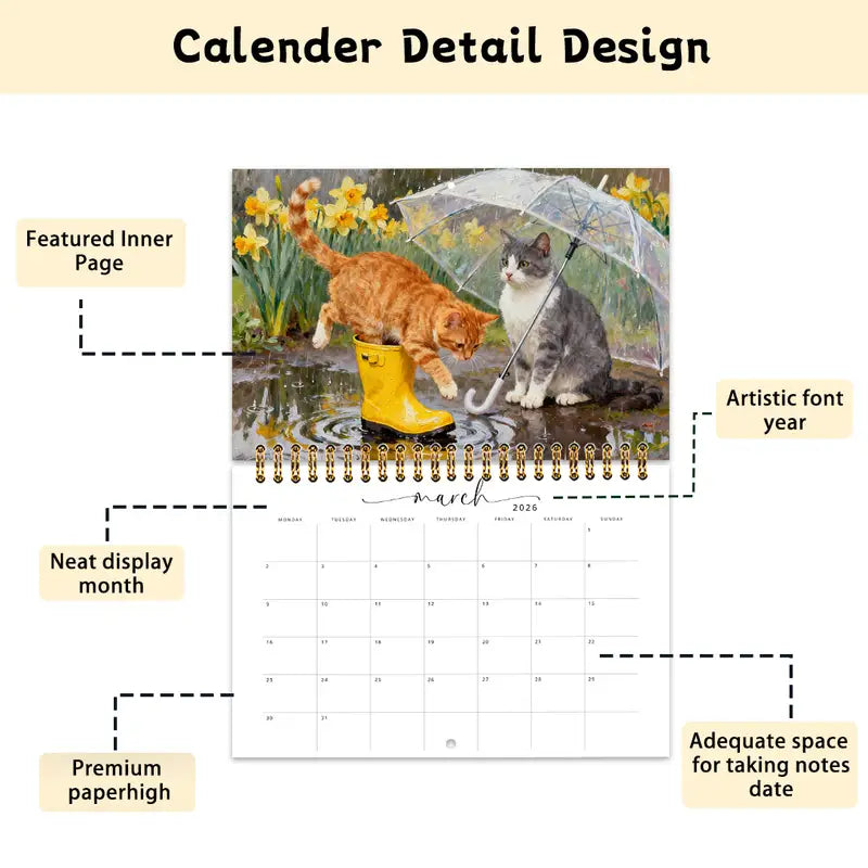 Kissakalenteri 2026 - A5-kokoinen