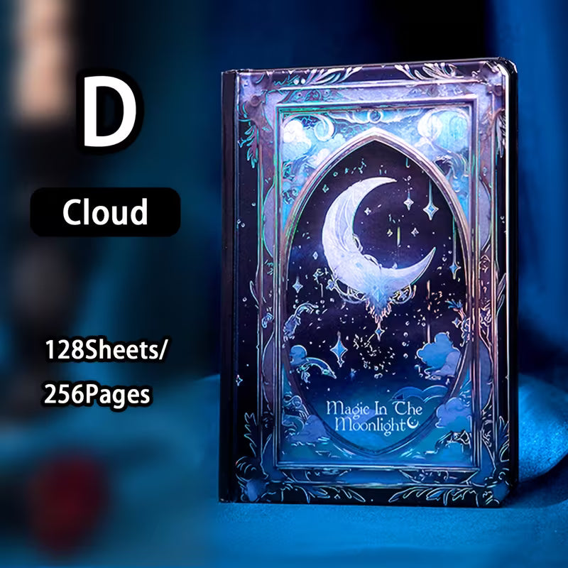 Tähtien ja kuun taika -kovakantinen muistikirja - 256 sivua, vintage-eurooppalainen muotoilu