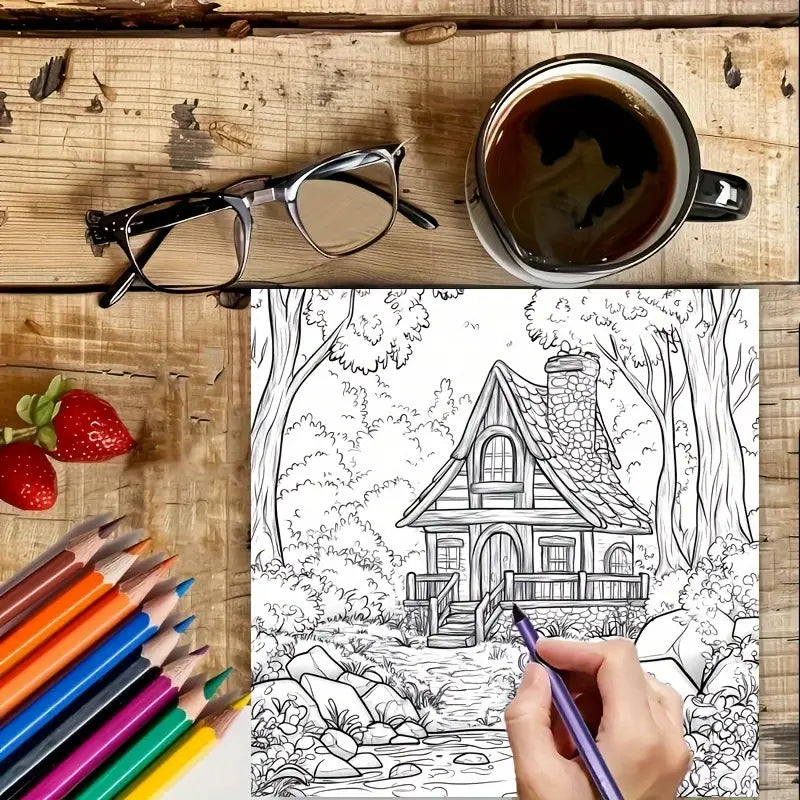 Forest house coloring book värityskirja