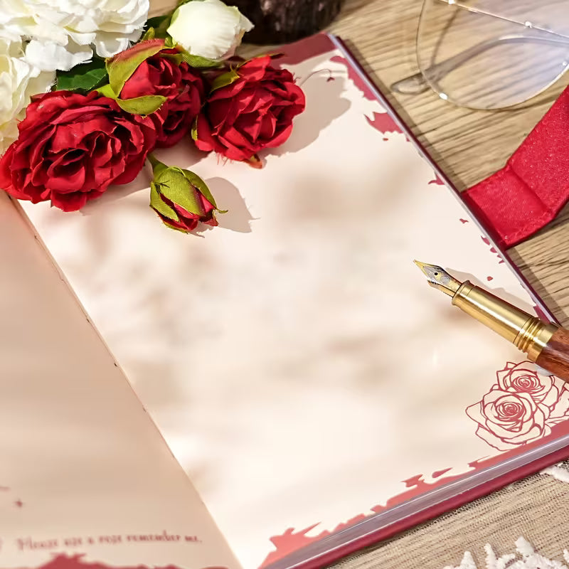 160-sivuinen vintage-kukkainen ruusukirjamuistikirja - 3D-kukkakangas kultaisilla yksityiskohdilla, korkealaatuinen kiiltävä paperi, magneettinen suljin