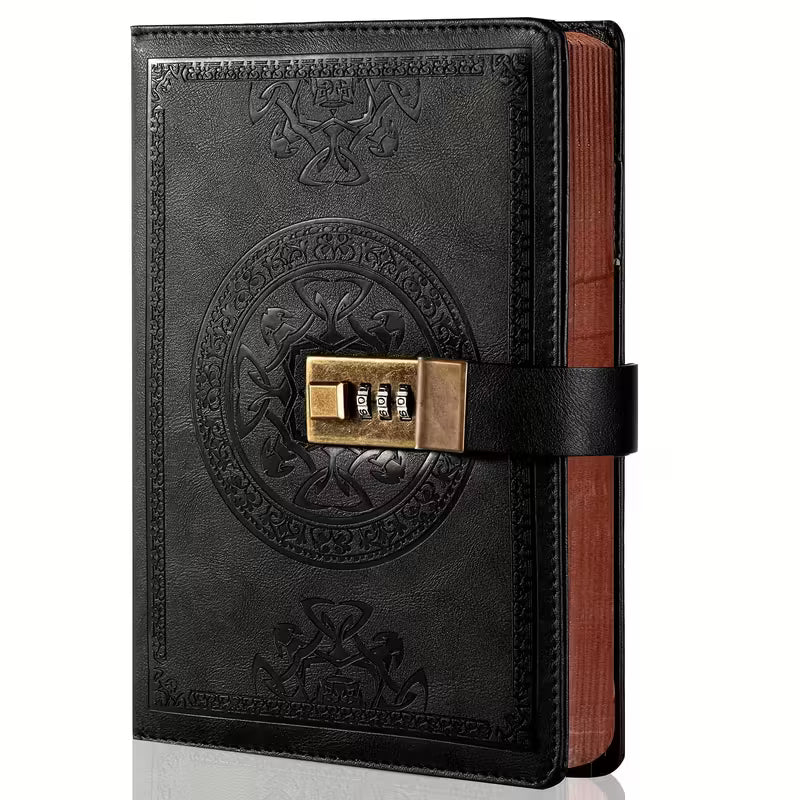 A5-kokoinen lukittava päiväkirja, uudelleentäytettävä, 240-sivuinen päiväkirja kynätelineellä