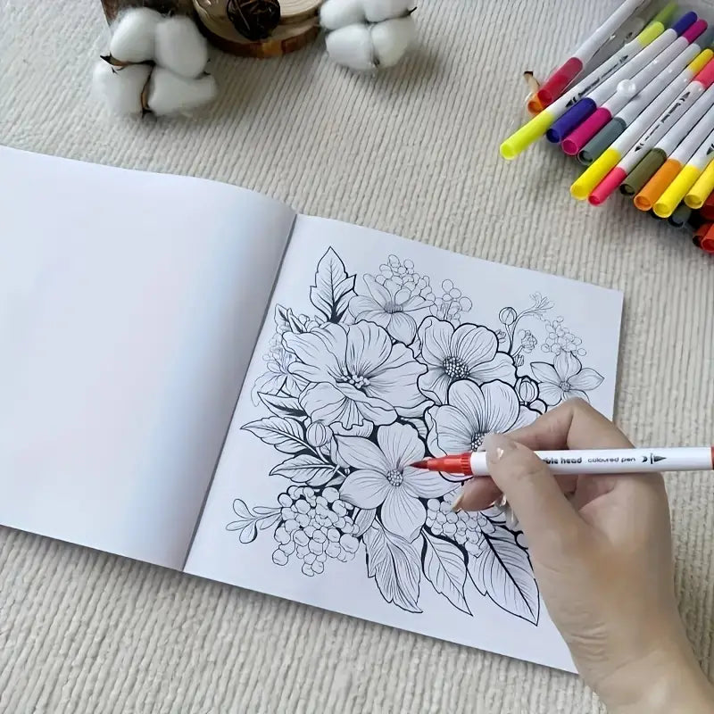 Relaxing flowers coloring book värityskirja