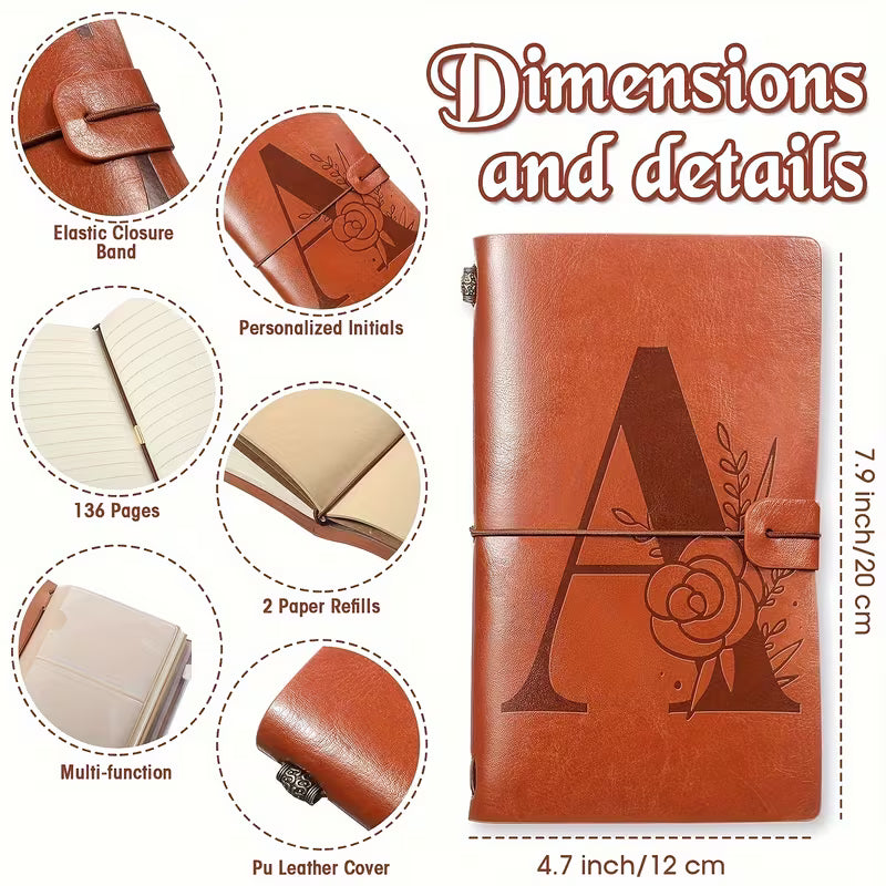 Kukka-alkukirja S PU-nahkainen matkapäiväkirja