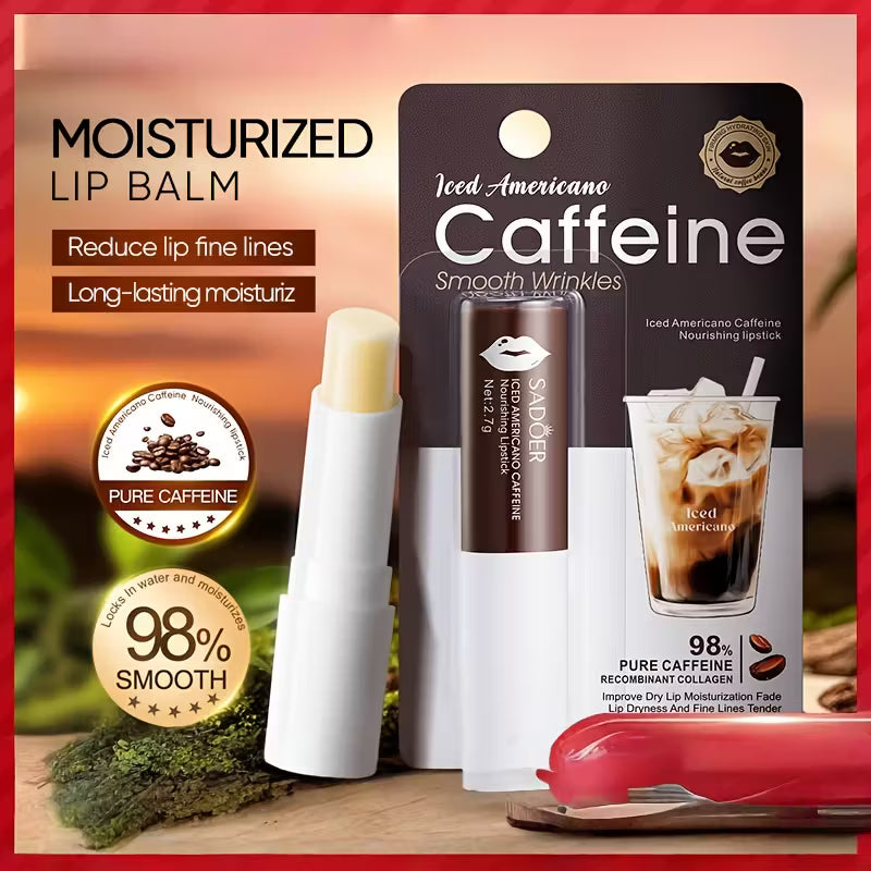 Kofeiinipitoinen huulivoide, runsaasti kollageenia ja glyseriiniä kosteuttavaan ja ravitsevaan vaikutukseen, pitkäkestoinen kosteutus, mieto koostumus - silottava vaikutus, sopii sekä miehille että naisille, luonnollinen kahvin maku - 2,7 g