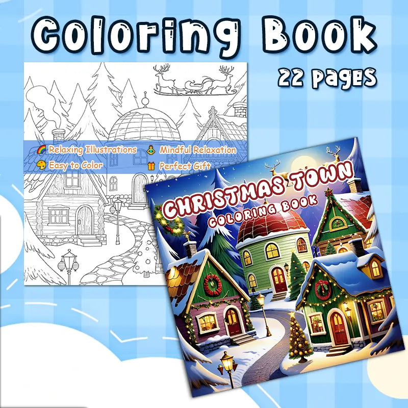 Christmas town coloring book värityskirja