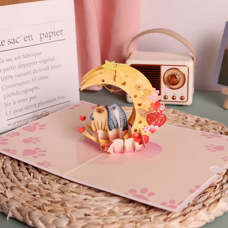 Valentine's card cat themed Kissa-aiheinen ystävänpäiväkortti