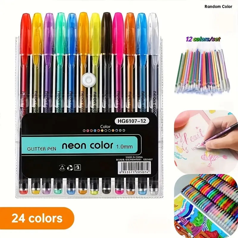 24 metallista kimallusta sisältävää vesivärikynää