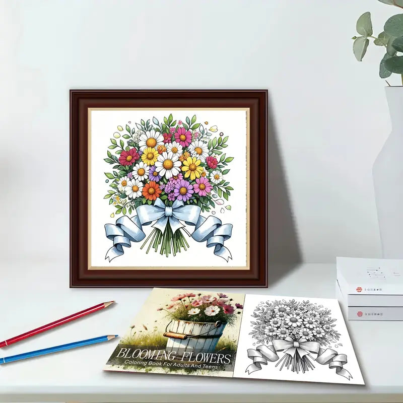 Blooming Flowers coloring book värityskirja
