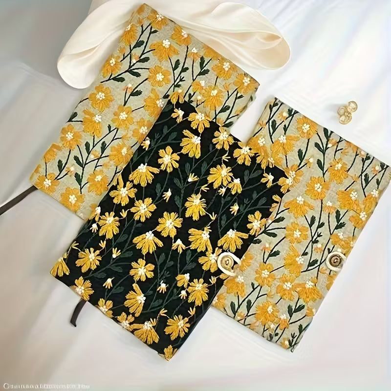 A5-kirjontamuistikirja, paksuuntunut paperi, kolmiulotteinen kirjailtu tyhjä sisäsivu kirjanmerkeillä, muistilehtiö