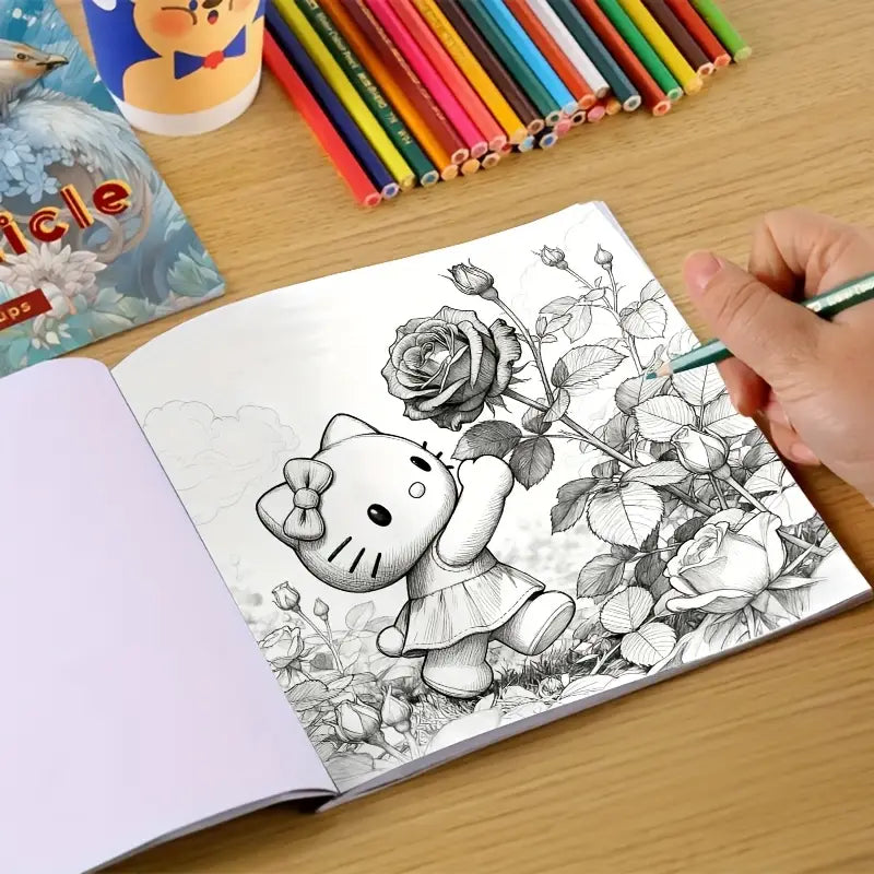 Hello Kitty And Flowers coloring book värityskirja