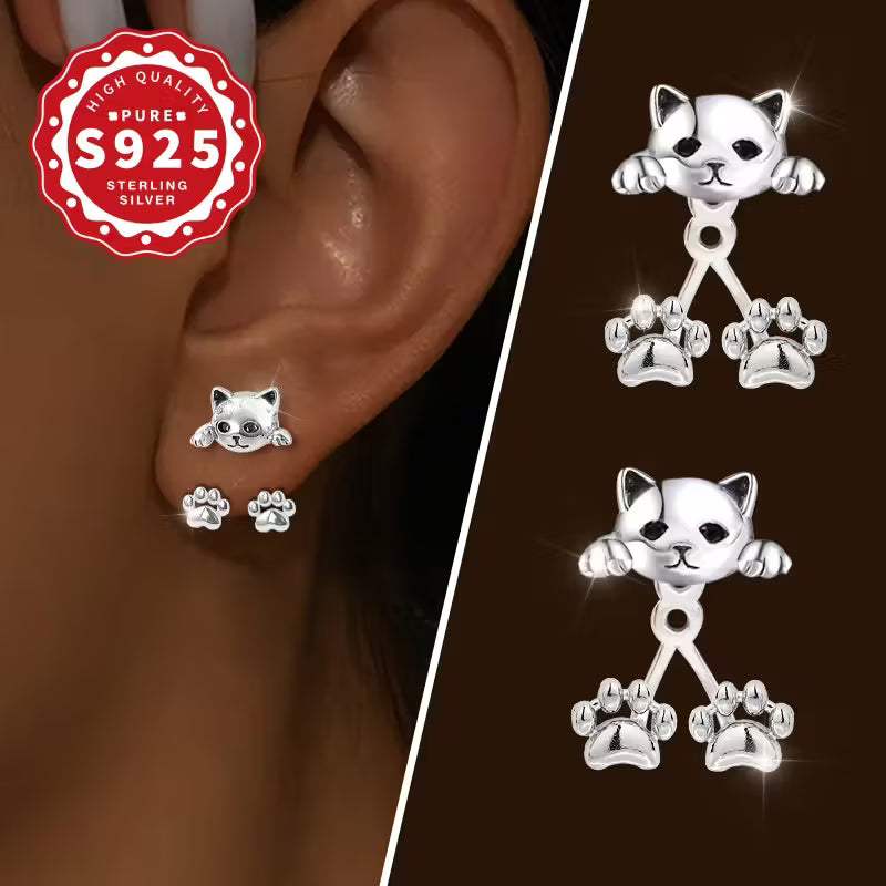 S925 pure Silver sterling Paw Earrings
