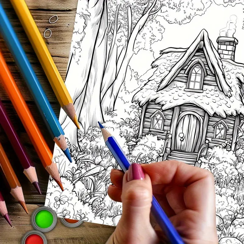 Forest house coloring book värityskirja