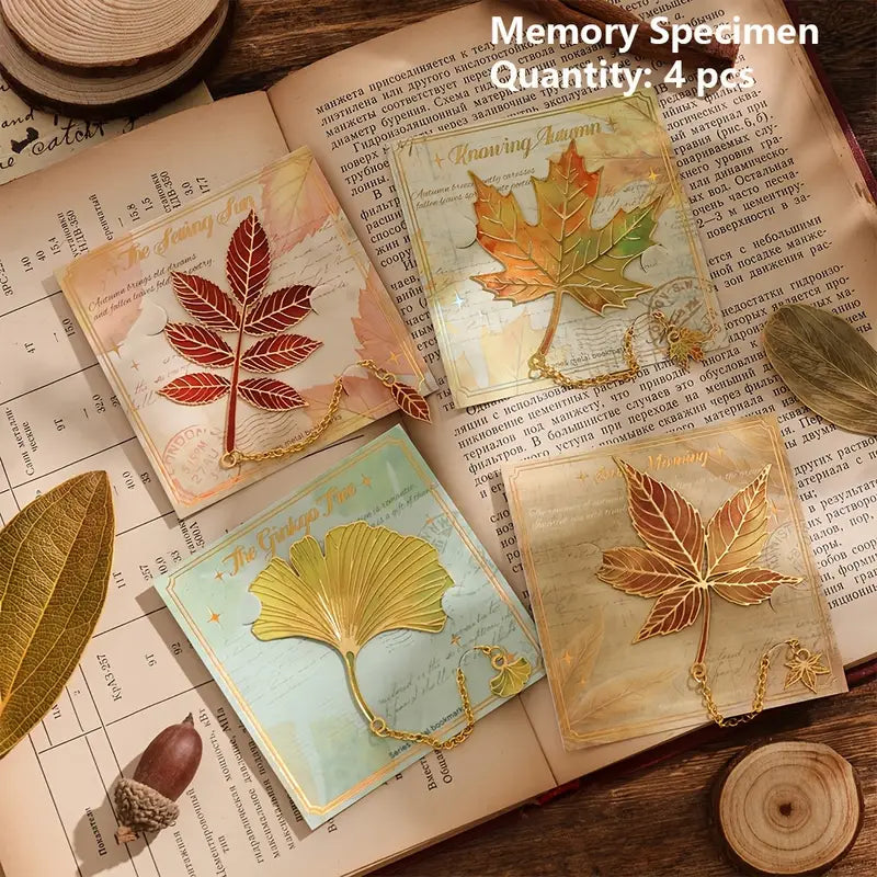 1 kpl Vintage Autumn Leaves -ontot pronssimetalliset kirjanmerkit