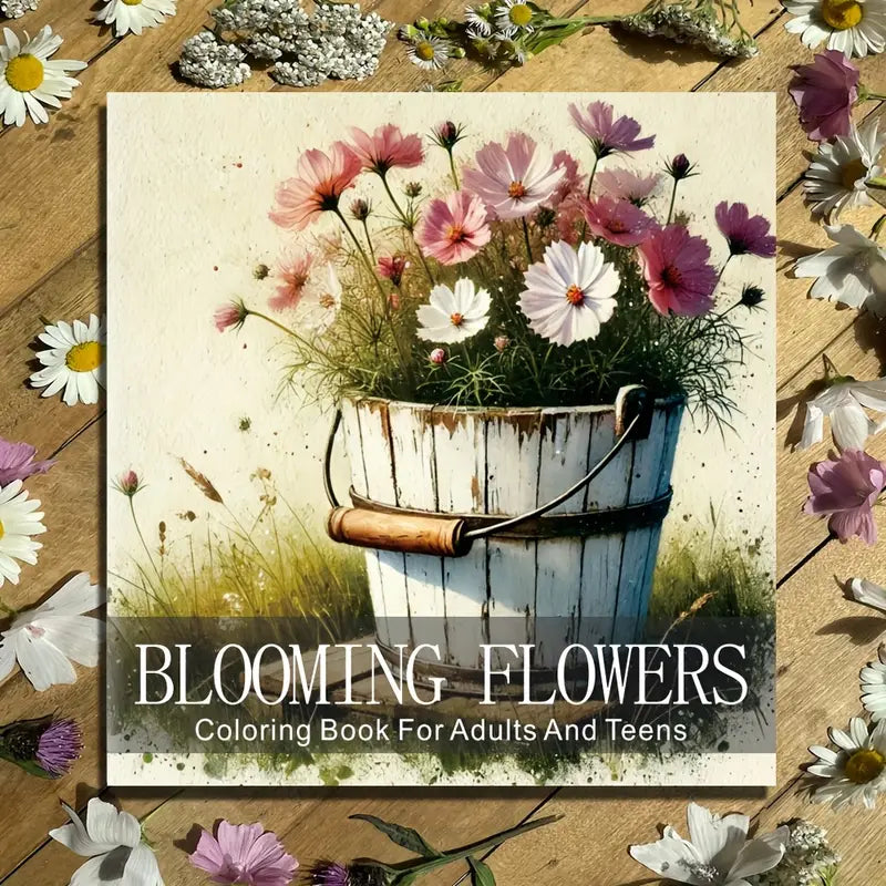 Blooming Flowers coloring book värityskirja