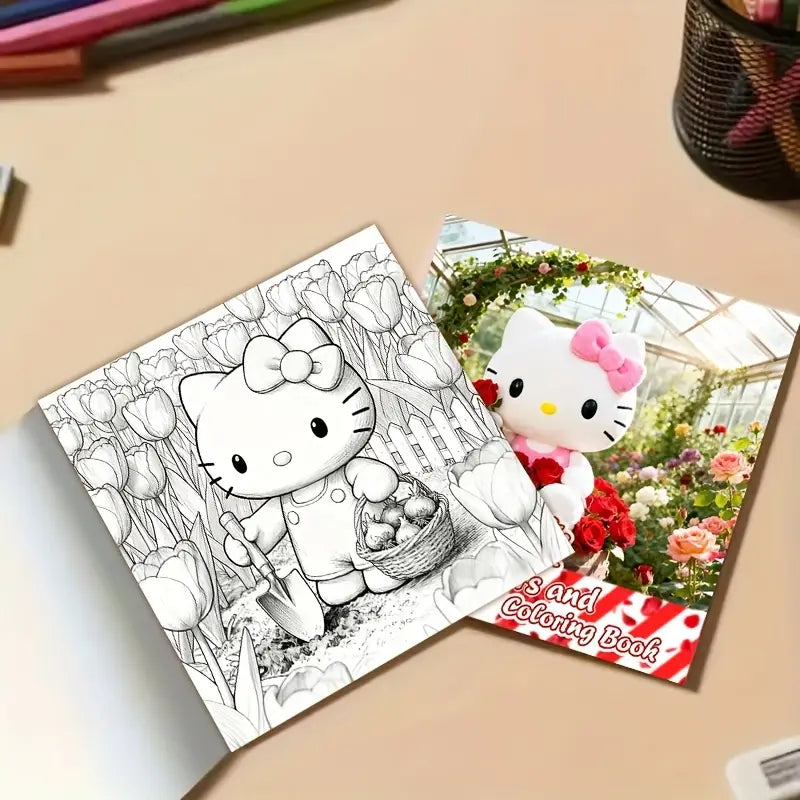 Hello Kitty And Flowers coloring book värityskirja